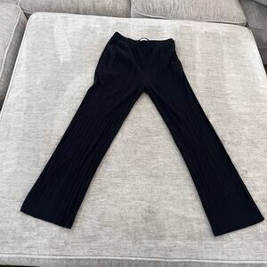 Oak and Fort Black Ribbed Pleated Loose Fit Trouser Pants Size SP